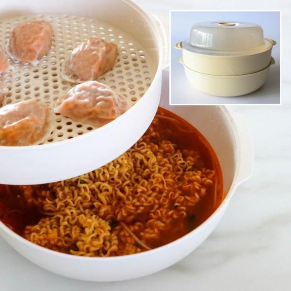 티본 대형찜기+스팀찜기1단세트 전자레인지 스팀 멀티 대형 전자렌지 찜기 과일야채보관용기 만능찜기