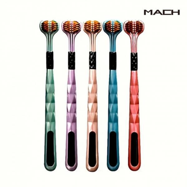 1+1 MACH V자형 3면 칫솔 부드러운 칫솔 교정 혀클리너 3면 휴대용 미세모 어금니 치아 치석 잇몸 교정용