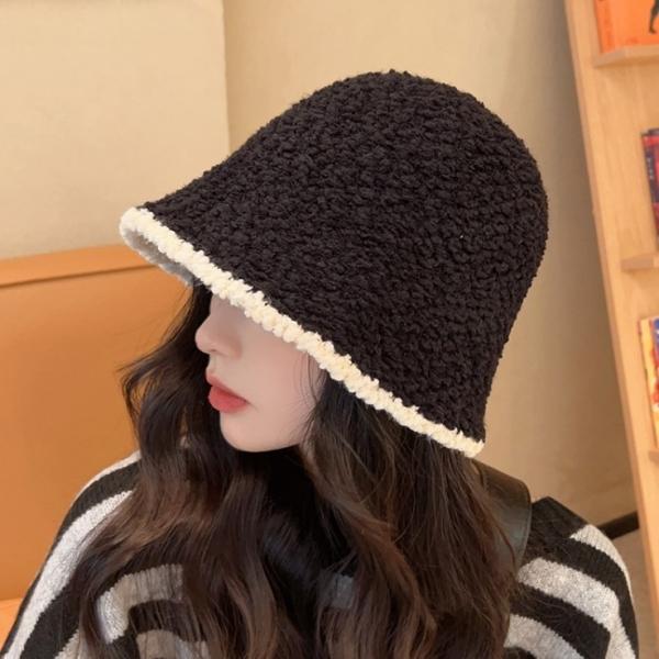 배색 뽀글 버킷햇 벙거지 모자