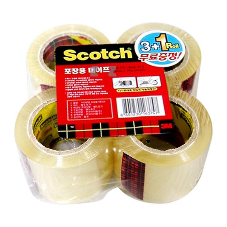 3M 포장용 테이프 48mmX20m 3+1롤-PP/박스테이프/투명테이프