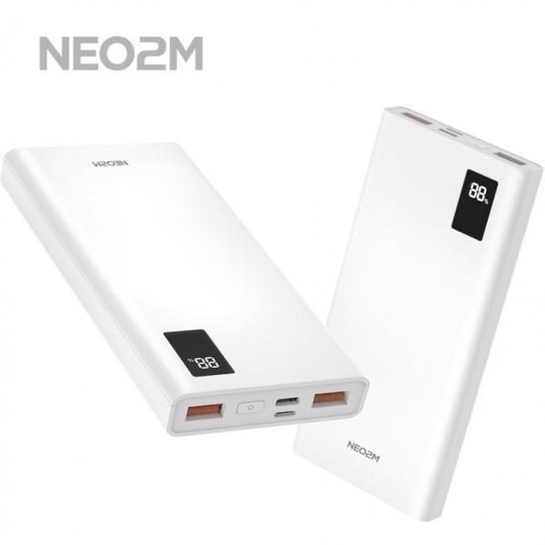 NEO2M 슬림핏 PD 20W 고속 보조배터리 10000mAh C타입 케이블 포함 LED 잔량 표시 대용량 보조배터리