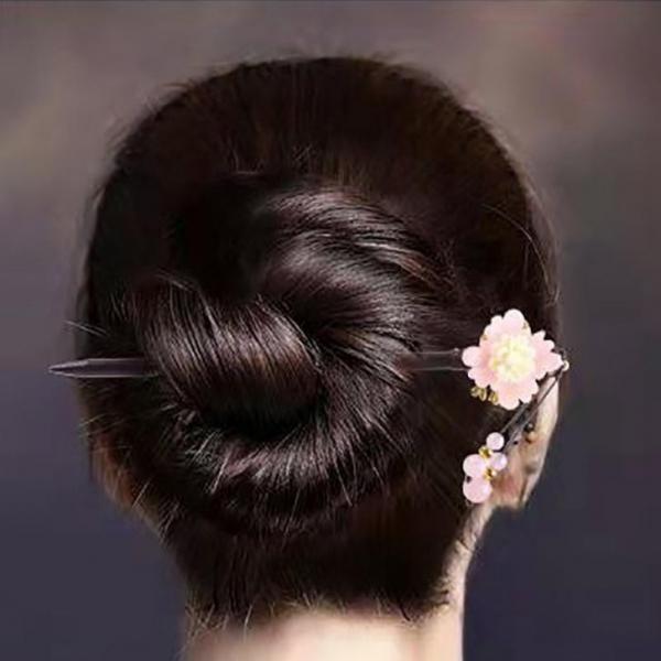 원석 한복 뒷꽂이 머리 핀 고정 비취 꽃 헤어