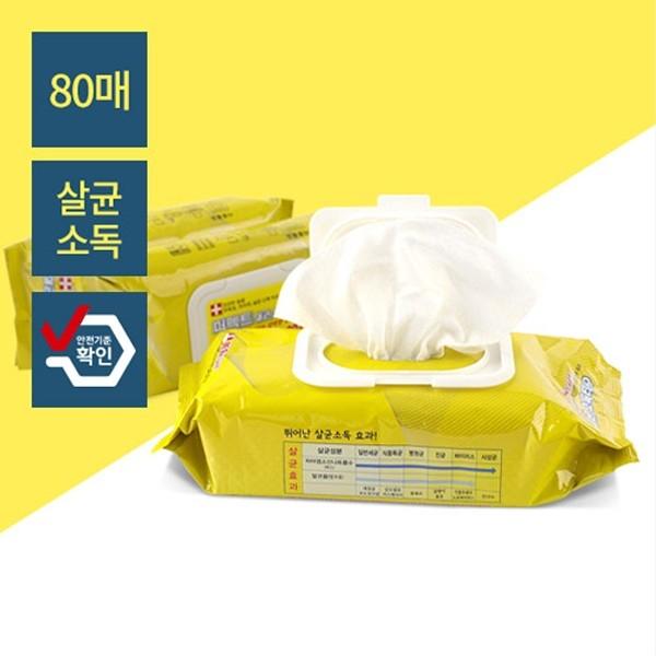 퍼펙트 살균 소독 티슈 1BOX(80매x20팩) 캡형 도톰한 엠보 주방용 학교 사무실 세정티슈 캠핑 청소 물티슈