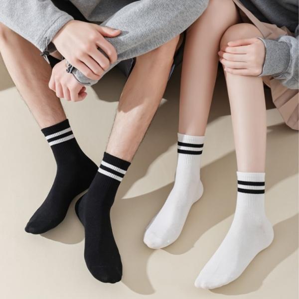 남여공용 면 두줄 스포츠양말 10켤레 1세트 인생양말 남여커플 무지 목긴 양말 조거팬츠