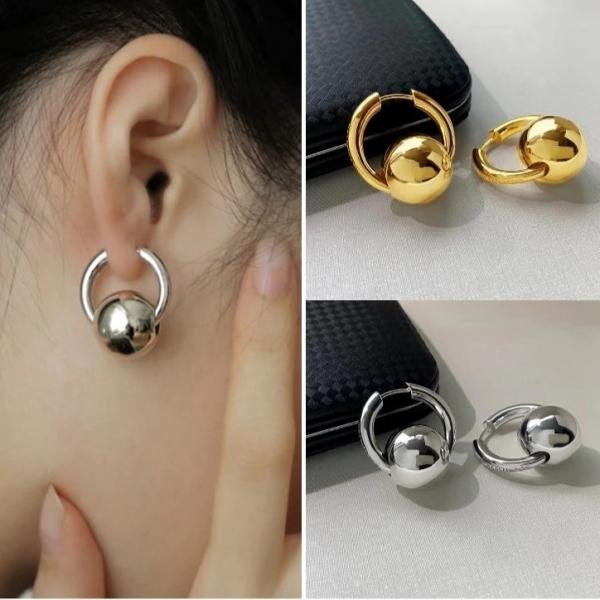 2 in1 Ball Ring 귀걸이 데일리 연예인 이어링 알레르기 방지 실버 은침