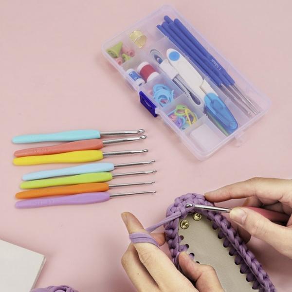 뜨개질 바늘 53P 코바늘 골무 바늘 케이스 풀세트