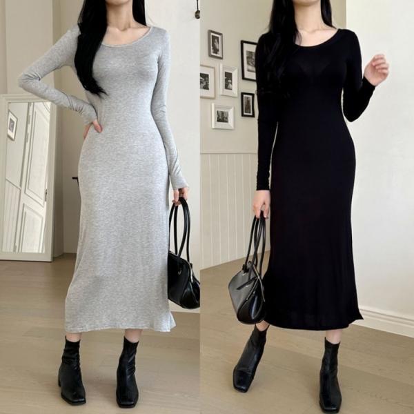원피스 꾸안꾸 봄 무지 가을 미시룩 긴팔 치마 드레스