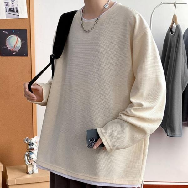레이어드티 무지 남자 긴팔 오버핏 롱슬리브 티셔츠