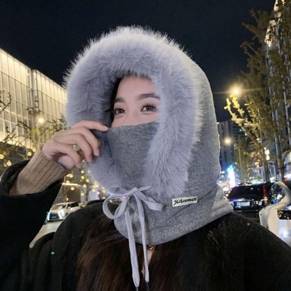 은창]엣지 퍼 가득 스트링 포근 바라클라바 후드 모자 워머 겨울 목도리 벙거지 털모자 스키장 스키모자