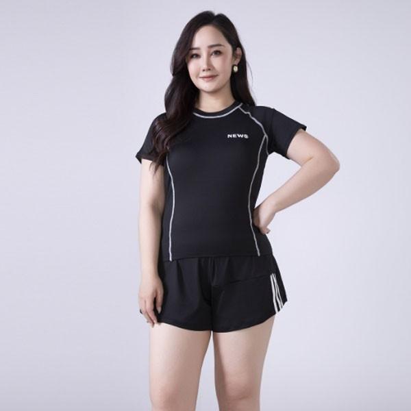 은창]빅사이즈 레터링 이너팬츠 투피스 수영복 비키니 여름 모노키니 래쉬가드 큰사이즈 바지 세트 몸매