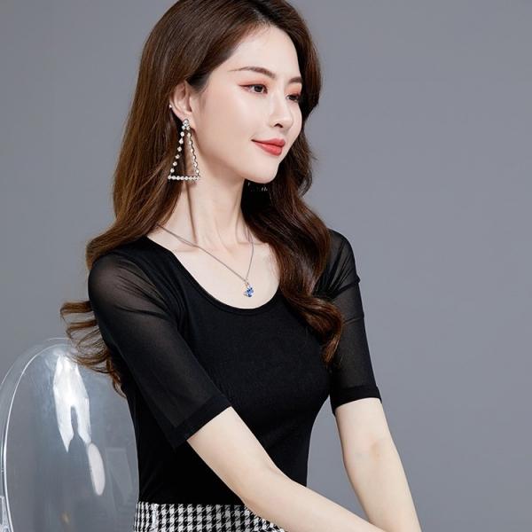 반팔 라틴라인대스 티셔츠 댄스 상의 소매시스루 SH207