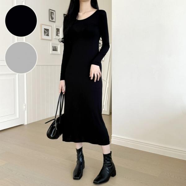 긴팔 무지 원피스 봄 가을 데일리 면 치마 스커트