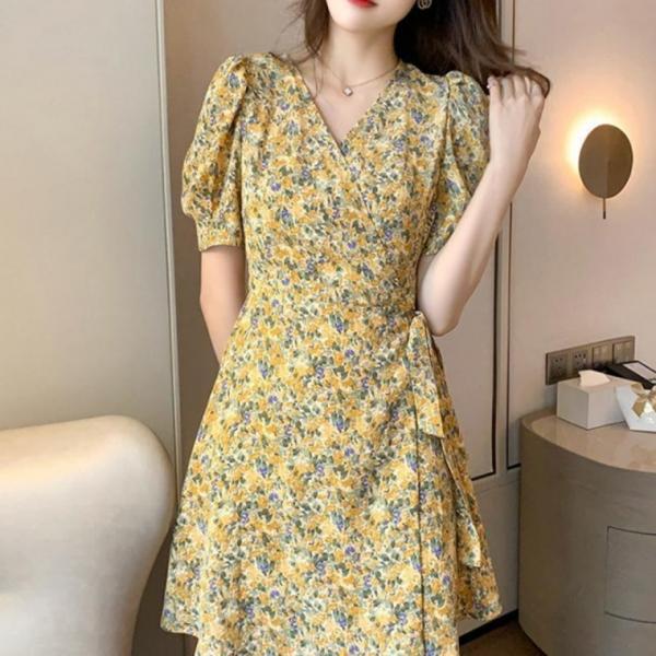 플라워 랩 원피스 봄여름 투웨이 스커트 꽃무늬 짧은