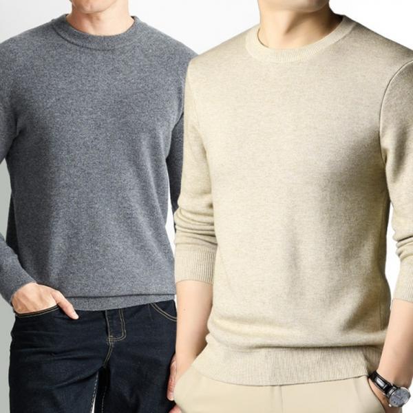 긴팔 무지 니트티 데일리 라운드넥 스웨터 겨울티