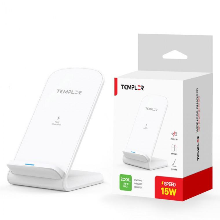 템플러 스마트폰무선충전기 스탠드 무선충전기15W (TEM-FWCS-15W) 고속충전 무선 충전기