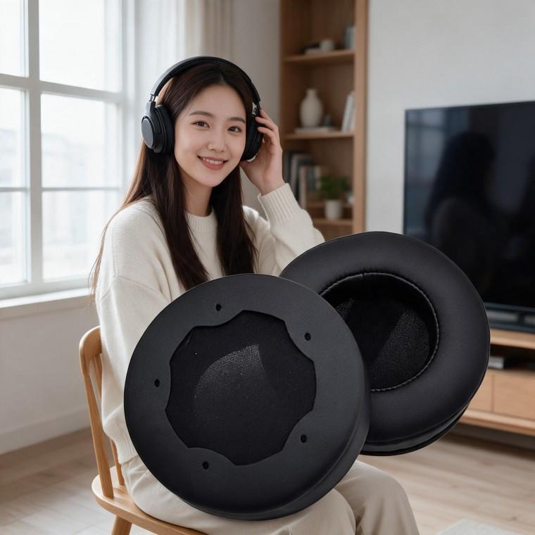 헤드폰 이어패드 쿠션 커버 교체 부품 오버이어 헤드셋 용품 2개 세트