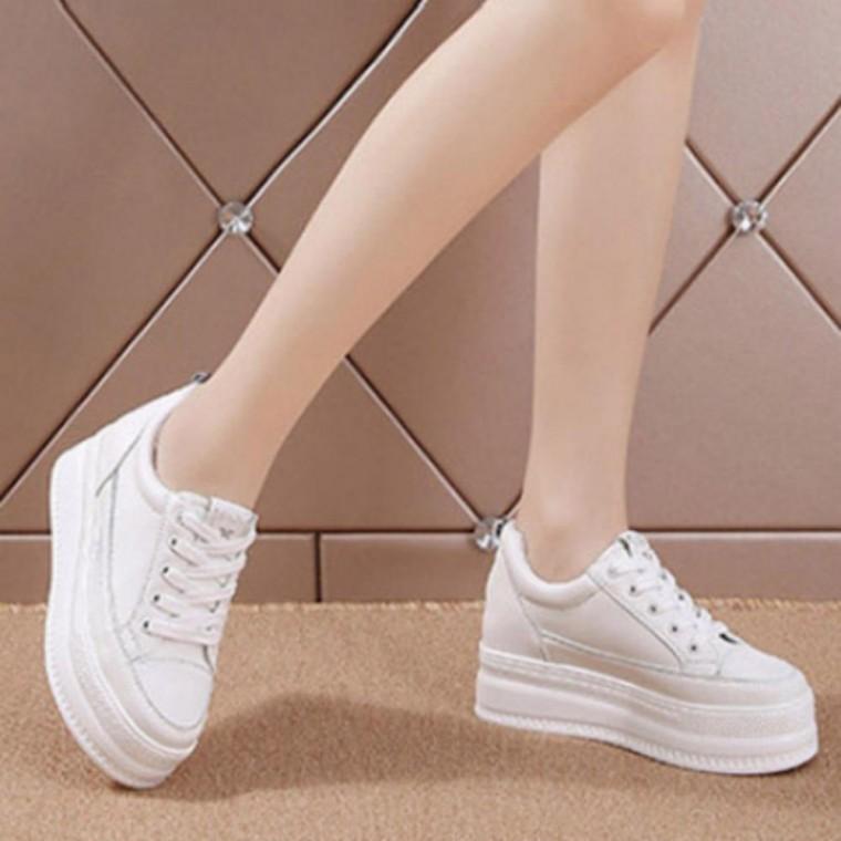 여성 7cm 속굽 웨지 스니커즈 캔버스화 키높이 운동화