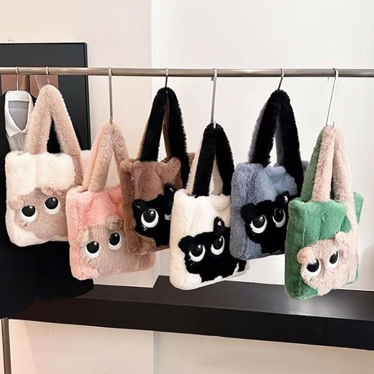 아기고양이 퍼 숄더백 여성 가방 에코백 토트백 보조 겨울 털