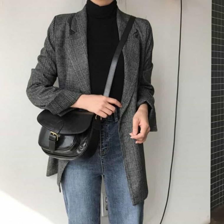 글렌체크 오버핏 테일러드 블레이저 여성가을자켓 오피스자켓 여성봄자켓 여자봄자켓
