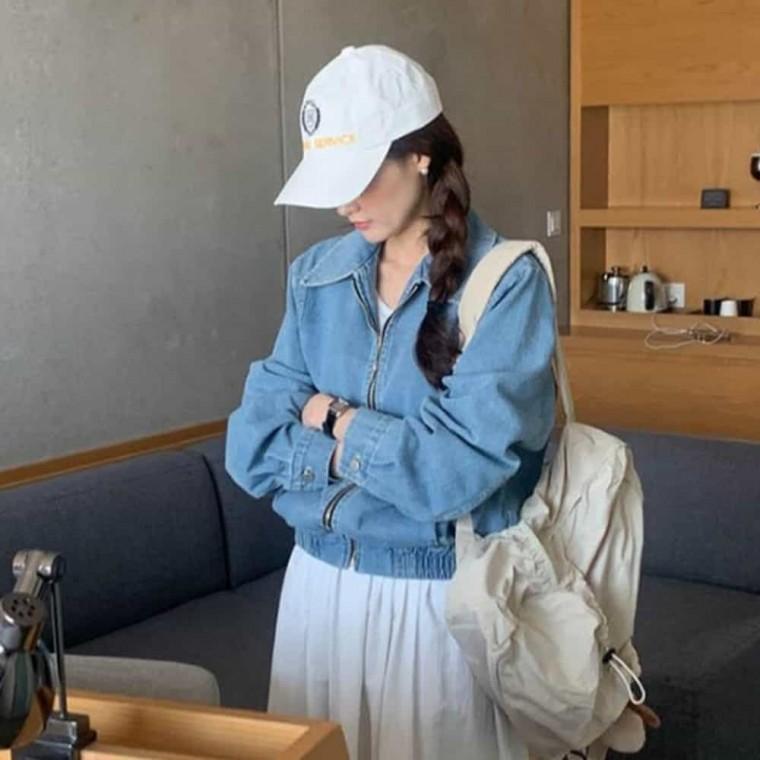 연청 워시드 지퍼 데님 점퍼 숏 크롭 간절기 여성가을자켓 데님점퍼 여자크롭자켓 여성간절기아우터