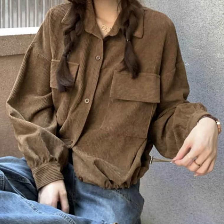 골덴 카라 크롭 셔츠 아우터 간절기 코듀로이자켓 간절기여성자켓 간절기여성아우터 크롭자켓