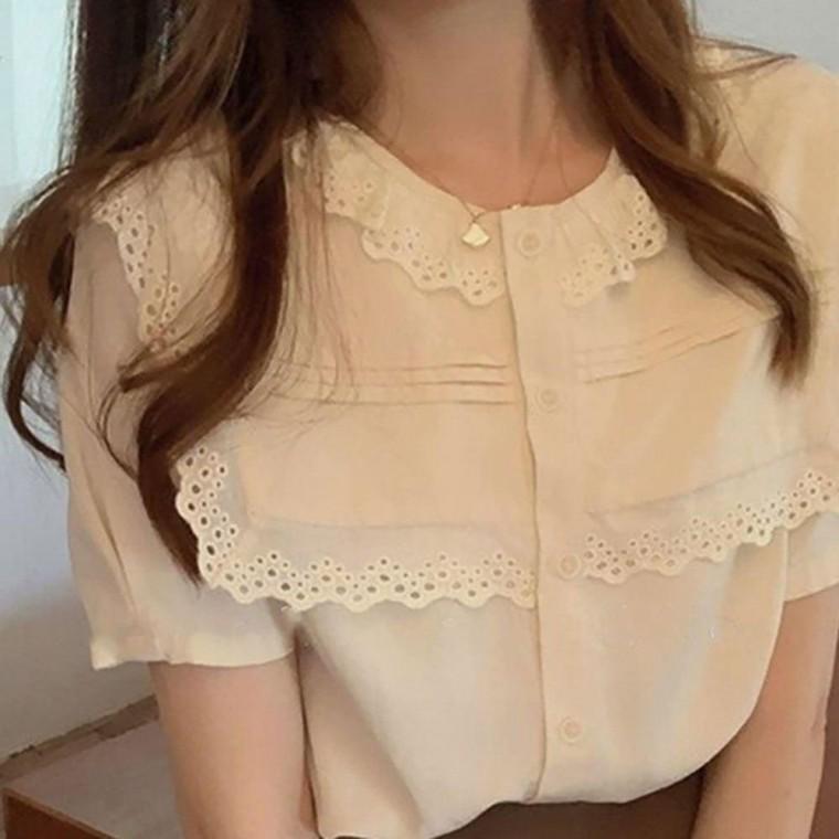 루즈핏 빅카라 스퀘어 블라우스 데이트 데일리