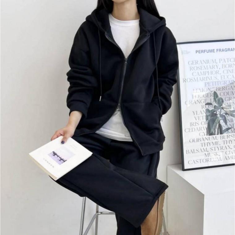 오버핏 중학생 여자 투웨이 교복 후드집업 단체복 기모 빅사이즈 커플 고등학생 후디