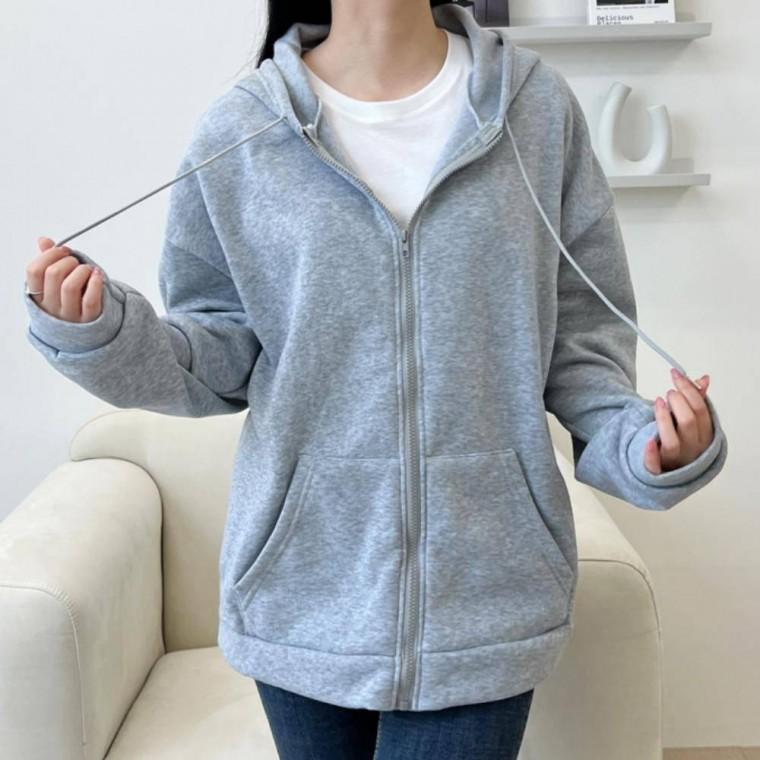여성 후드 후디 중학생 단체복 기모 자켓 고등학생 오버핏 여자 무지 점퍼 후드집업 교복