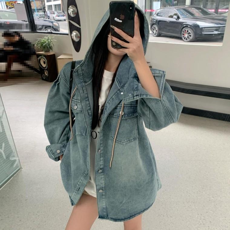 G126974 루즈핏 후드 청자켓 데님셔츠 야상