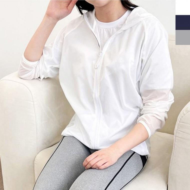 여성 스트링 바람막이 점퍼 1P 얇고 가벼운 후드 집업