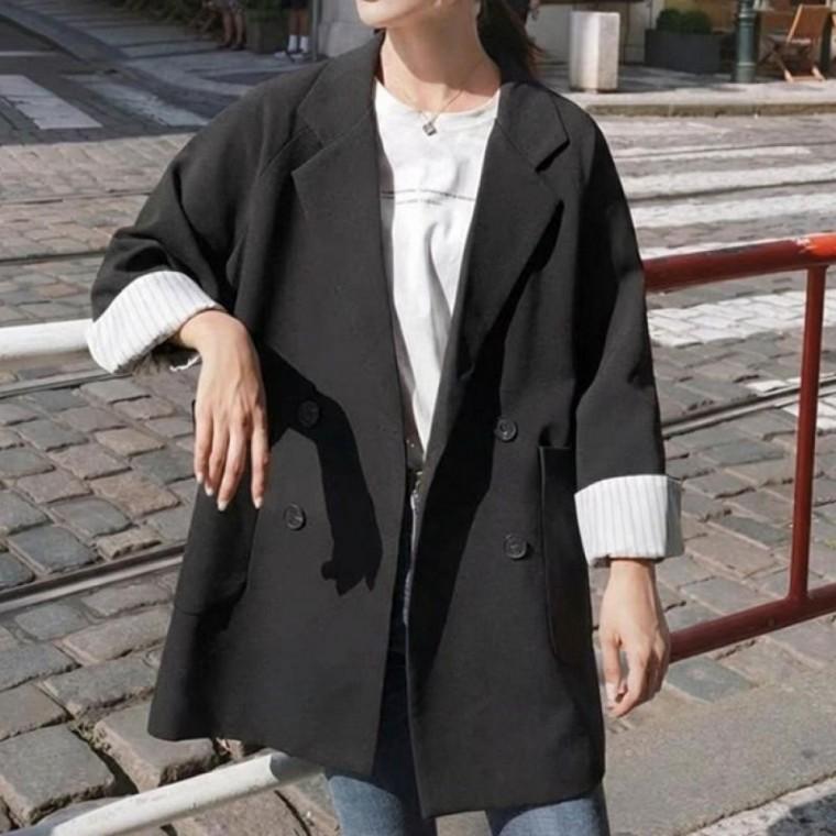더블형 여성정장자켓 루즈핏 테일러드 롱 자켓