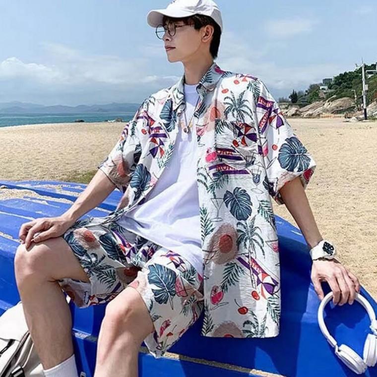 비치반팔티셔츠 하와이안셔츠 커플룩 루즈한