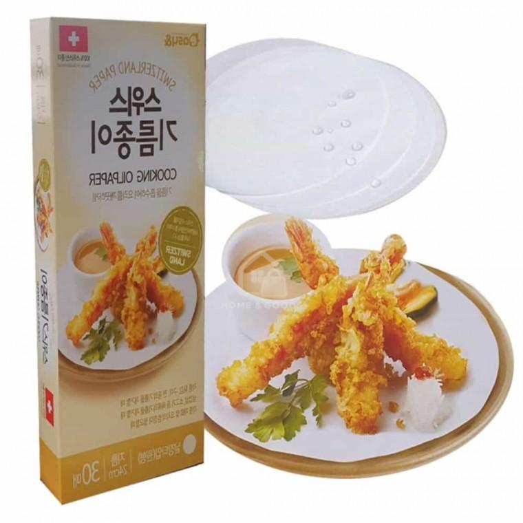 바로찬 기름종이 24cm 30매 튀김종이 쿠킹종이호일 기름흡수지 원형종이호일 음식종이 튀김기름종이