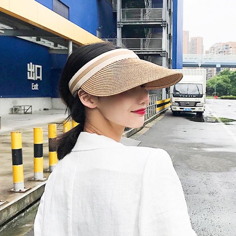 라탄 썬캡 여성 여름 챙넓은 리프 모자 자외선차단 여성자외선차단썬캡