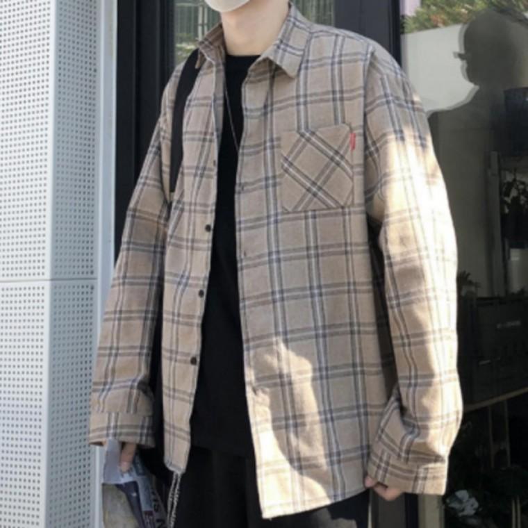 남성 체크 빅사이즈 정장 가을 셔츠