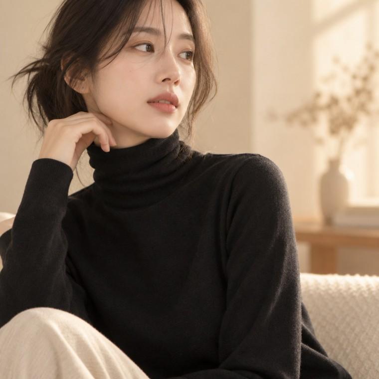 목폴라 니트 여성 간절기 터틀넥 목티 이너티 데일리