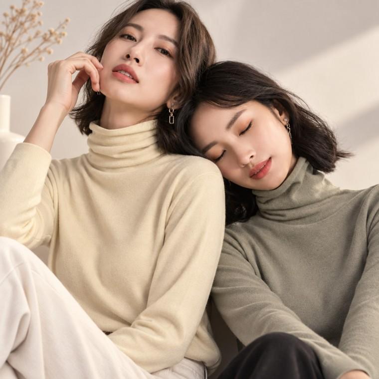 이너티 데일리 목폴라 니트 여성 간절기 터틀넥 목티