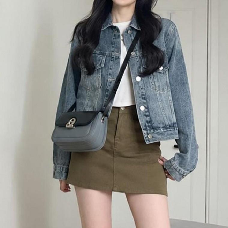 여성 빈티지 데님 자켓 데일리 워싱 청자켓 캐쥬얼 레이어드 가을 간절기