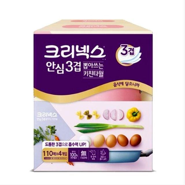 뽑아쓰는 키친타올 도툼한 퀄팅3겹 110매 4곽 주방타월 싱크대타월 핸드타올 주방용품