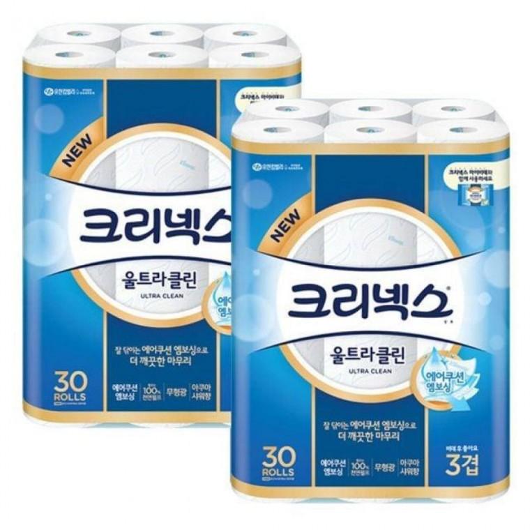 두루마리 휴지 3겹 울트라클린 화장지 30롤 2팩 도매