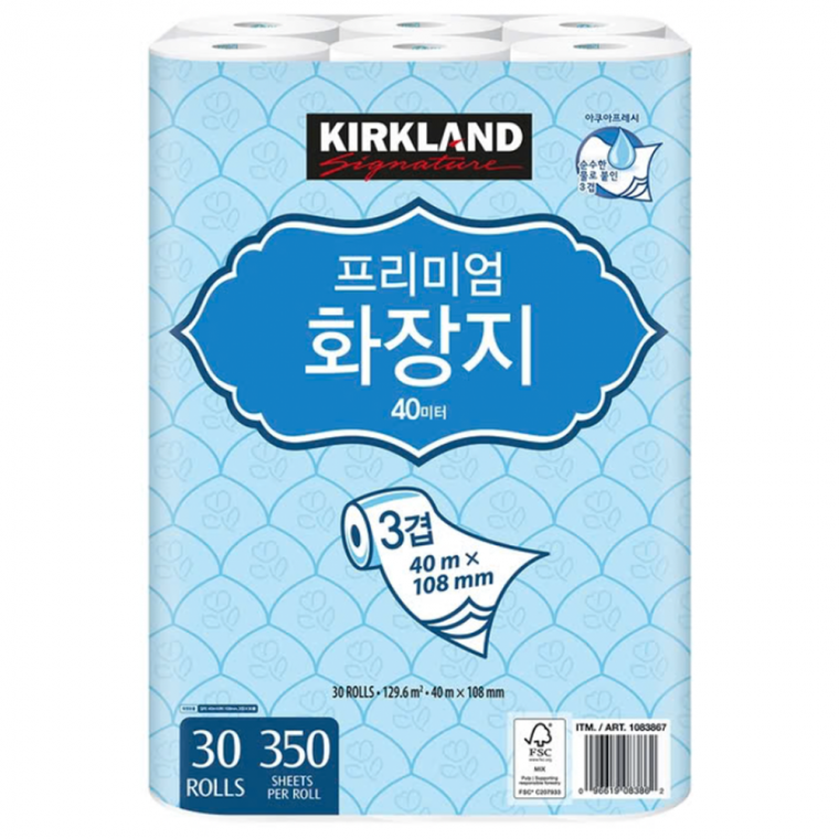 코스트코 커클랜드 시그니춰 프리미엄 3겹 화장지 40m x 30롤 Bath Tissue