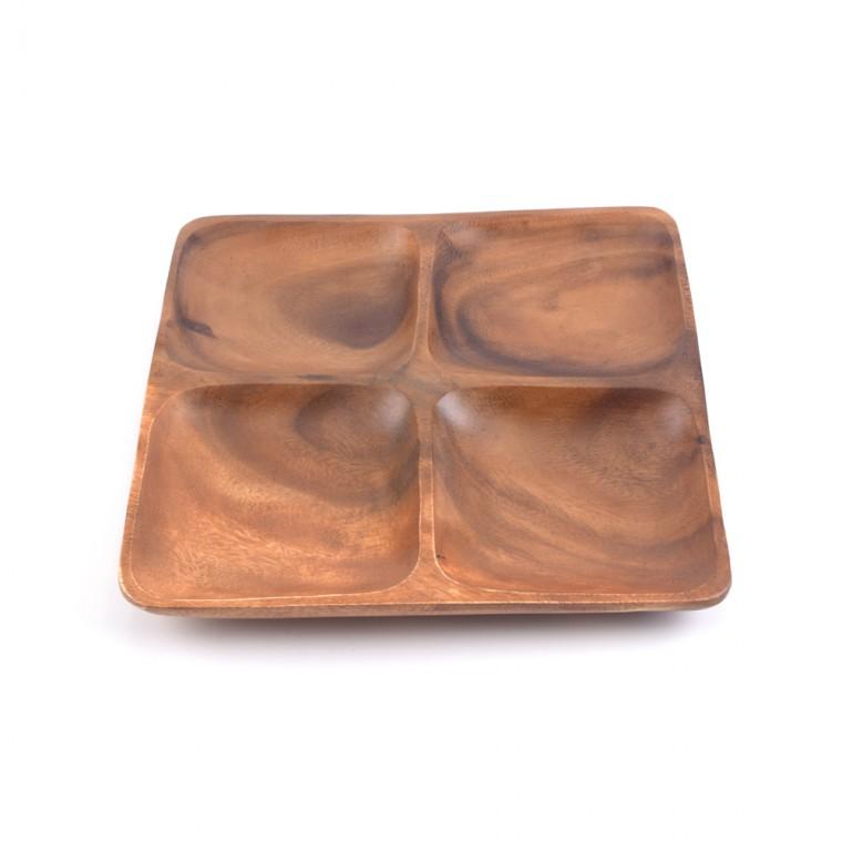 아카시아 원목 접시 정사각 4절 대형 25x25cm 안주 간식 트레이 업소용