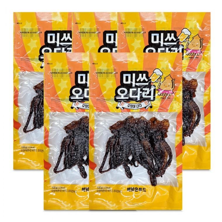 해맑은푸드 바로먹는 미쓰오다리 100g x 5개 오징어다리 안주 오징어스낵