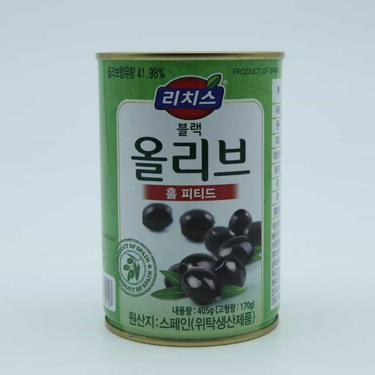 리치스 블랙 올리브 홀 405g 검정올리브 피자토핑 올리브캔 올리브안주