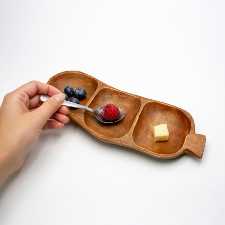 3칸 나눔 나무접시 디저트 원목 서빙 앞접시 안주 간식