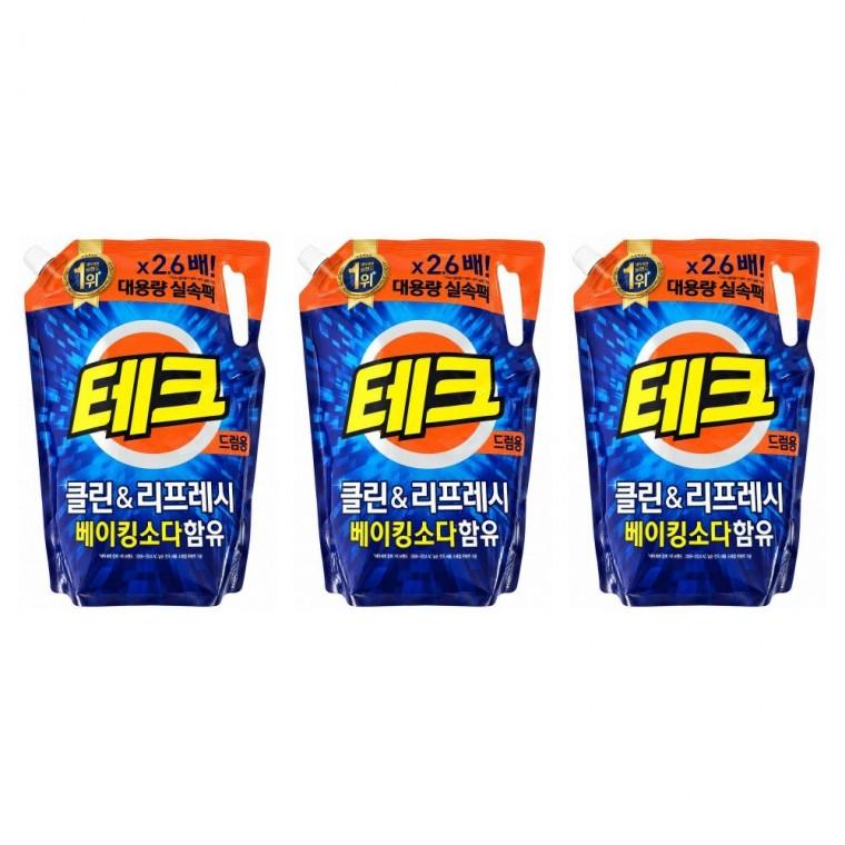 (3개)테크 클린 앤 시 액체세제 2600ml 드럼용