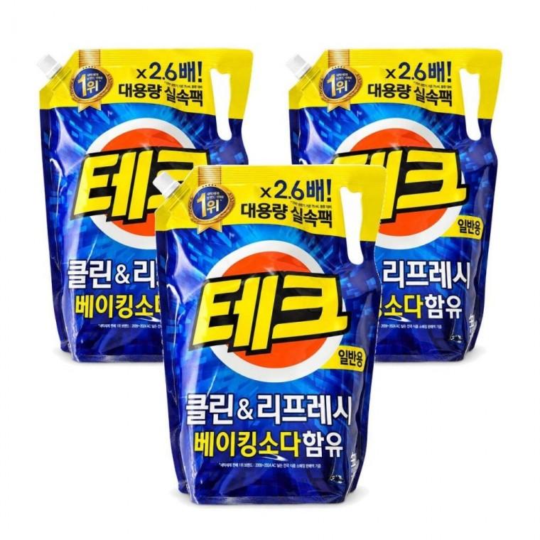 (3개)테크 클린 앤 시 액체세제 2600ml 일반용