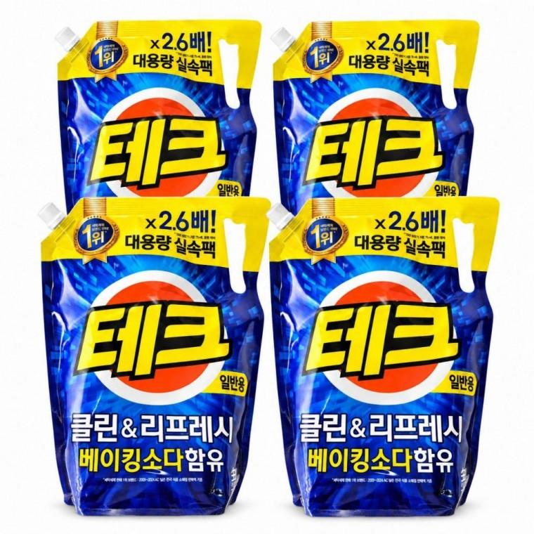 (4개-1박스)테크 클린 앤 시 액체세제 2600ml 일반용