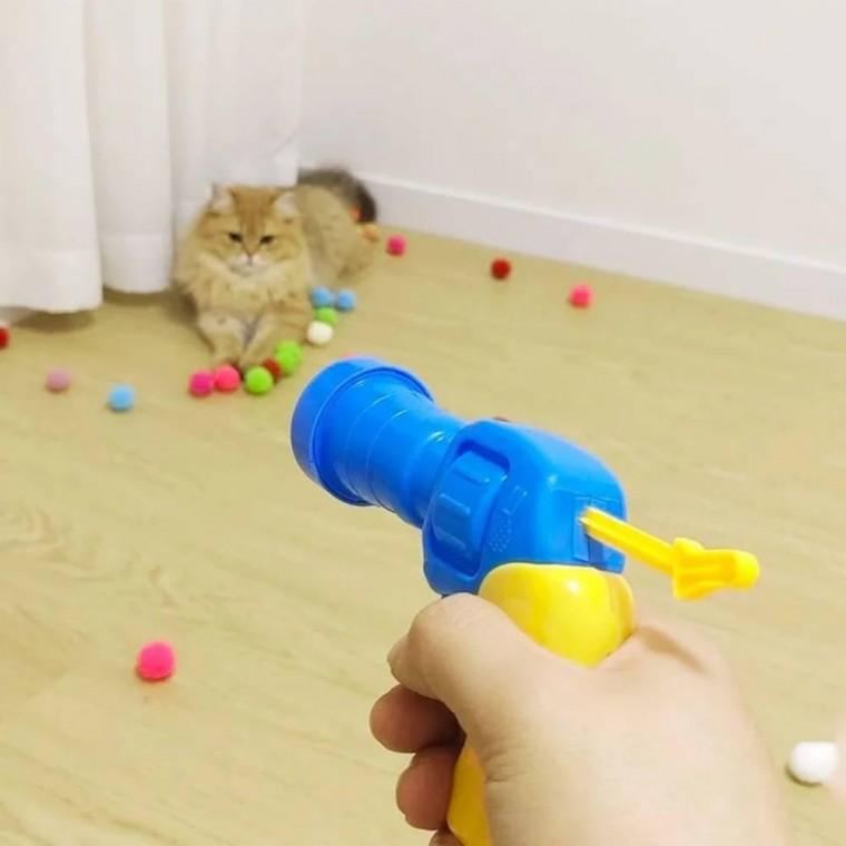 슈팅건 고양이장난감 발사기 공놀이 털공 폼폼건 사냥놀이 놀아주기 고양이공 폼폼볼