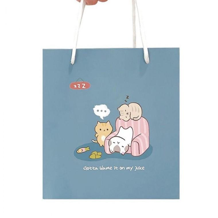 캐릭터 쇼핑백 진하늘 10개입 1P 종이가방 종이백